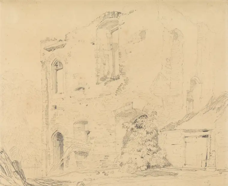 Seguidor de John Sell Cotman, Caister Castle, Norfolk (sin fecha), Yale Center for British Art. Wikimedia Commons, dominio público. Imagen recortada.